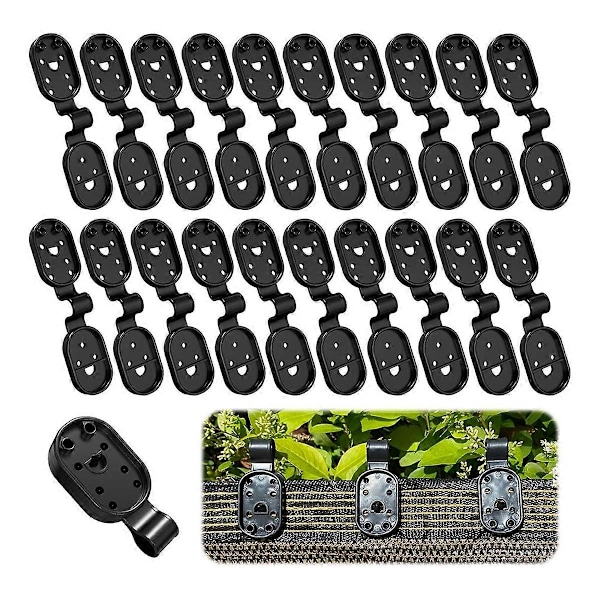 50 Stk. Skyggenet Plastik Clips Ellipse Plastik Sorte Clips til, Havenet, Anti Fuglenet