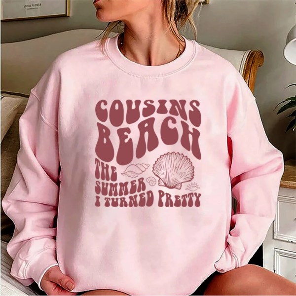 Cousins ​​Beach Sweatshirt Retro Sommaren jag blev söt Cousins ​​Beach North Carolina Hoodie Jeremiah Fisher Tv Show Sweatshirt Pink M