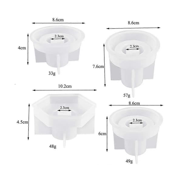 4 stk. Silikonform Lysestake, Lysestøpeformer, Lysestake Silikonform, DIY Sementstøping