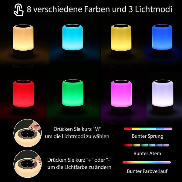 LED-yölamppu kosketushimmentimellä, pöytälamppu paristokäyttöinen 8 värillä ja 3