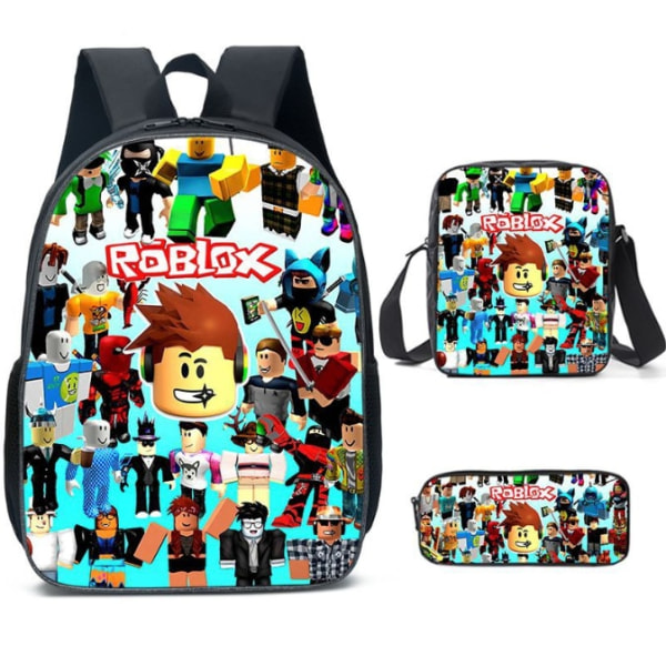 3 stk./sett Roblox Spill Barn Ryggsekk Tilbake til Skolen Skolesekk Gray 16 Inches