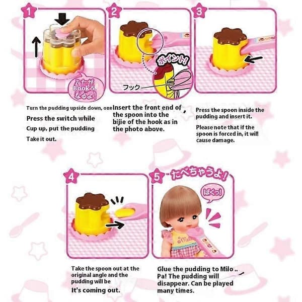 Jordbærpudding-matleker for dukker, late som-matleker for jenter 3-8 år, perfekt for dukkerollelek for jenter 3-8 år 3SET