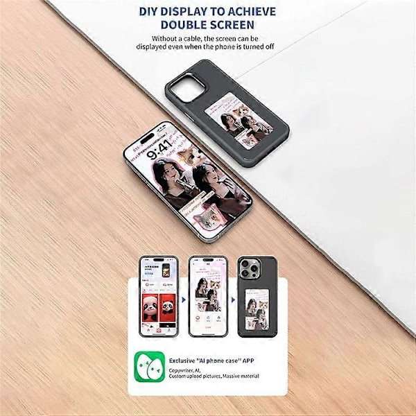 Kompatibelt E Ink-deksel til iPhone 16 Pro Max med 4-fargeskjerm, trådløs NFC-foto-display for DIY White