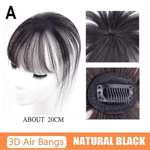 Löshår, moderiktiga 3D-lufthår, hårbit, peruklugg Natural black