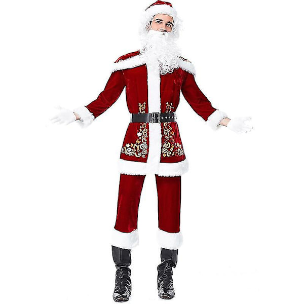 Tomtedräkt Dam Herr Barn Plus Size Tomtehjälpare Sammet Juldräkt Party men  No Beard 6XL