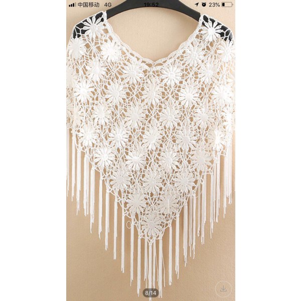 Handvirkad klänning tillbehör tofs strandsjal kappa triangel halsduk is sidentråd solskyddskläder pure white