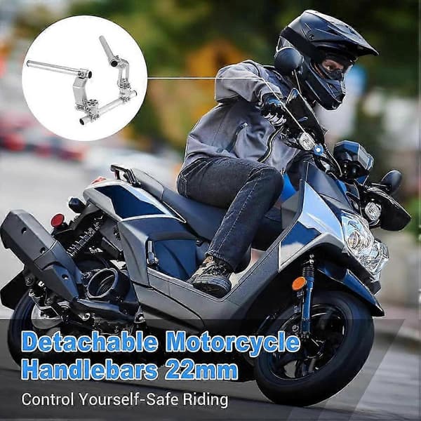 Justerbart motorsykkelstyre, avtakbart styresystem for 125cc scooter sølv