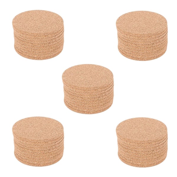 Sæt med 50 Kork Bar Drink Coasters - Absorberende og Genanvendelige - 90mm, 5mm Tykke