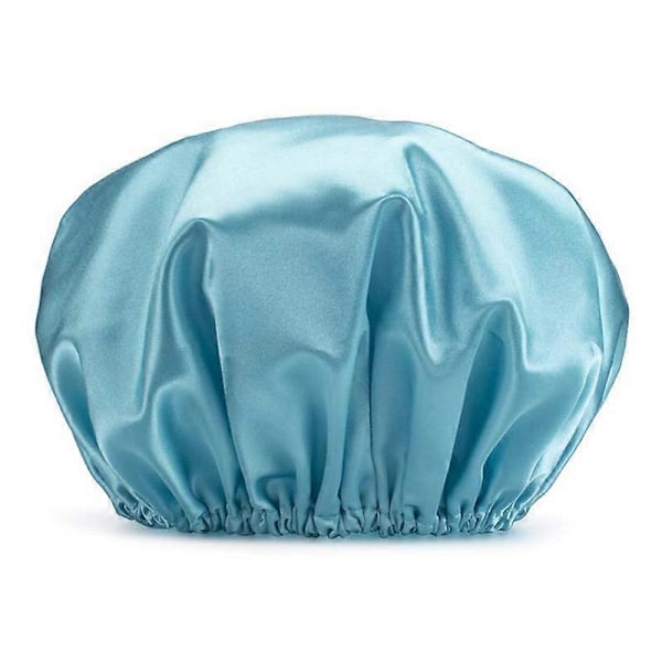 2 STK Dusjhette Badehette Vanntett Dusjhette Elastisk Vanntett Dusjhetter for Damer Spa Salong Lilla+Mørkeblå
