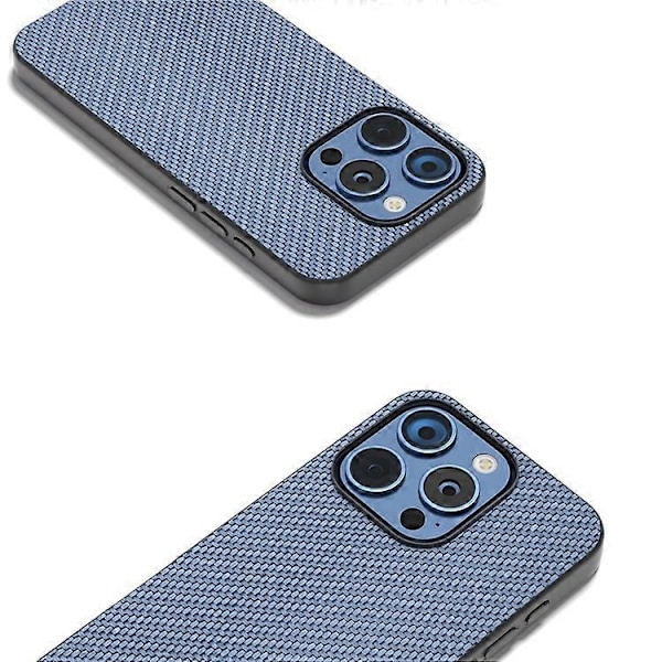 ABEEL Kompatibelt Skal för iPhone 16 Pro Max Läder+PC+TPU Telefonskal Kolfibertextur LightBlue