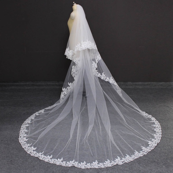 Lace Cathedral 2-lags brudekjole 3M ansiktsdeksel Brudeslør Blush Veil Bryllupstilbehør Ivory 300cm