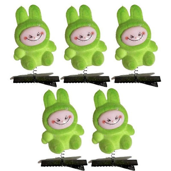 5 stk. Nye hårklemmer 3D Labubu Spring Hårklemmer Tegneserie Plys Hårnåle DIY Andenæbsklemme Hovedbeklædning Børns Hårtilbehør A3