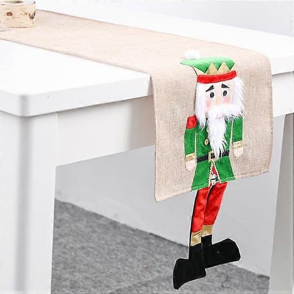 Rektangulær Polyester Juledug Grøn Valnøddebeskyttelse 33*180m Juletræsmønstre til Julebordsdekoration Trykt Juledug