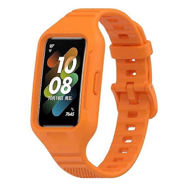 Kompatibel med Huawei Band 6 / 7 / 8 Sports Silikone Urrem med Etui Orange