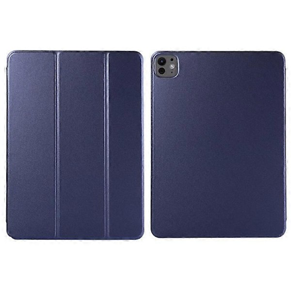 Kompatibelt Fodral för iPad Pro 11 (2024) PU Läder Tri-fold Ställ Magnetisk Stängning Tablet Skydd DarkBlue