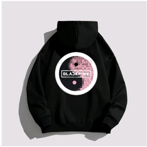 Sort PINK Hættetrøje Mand Kvinder Bomuld Sweatshirt Print Tai Chi Tide Brand Hætte Blomst Korea Streetwear Fleece Afslappet Løst Tøj 4 M