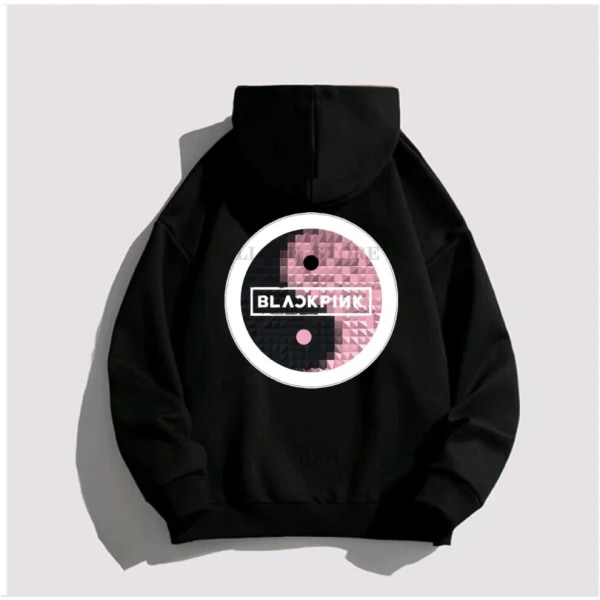 Svart ROSA hettegenser Herre Dame Bomullsgenser Trykk Tai Chi Tide Brand Hette Blomst Korea Streetwear Fleece Uformelle løse klær 3 XL