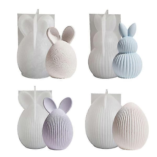 3D Kaninæg Påske Silikoneform, DIY Kanin Lysforme, Harpiks Støbeform til Lysfremstilling Polymer Ler Håndværk Gips, Aromaterapi Håndværksforme