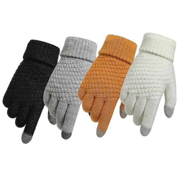 Vinter Touch Screen Handsker Handsker Til Mænd Kvinder Fuld Finger Imitation Uld Varm Style3