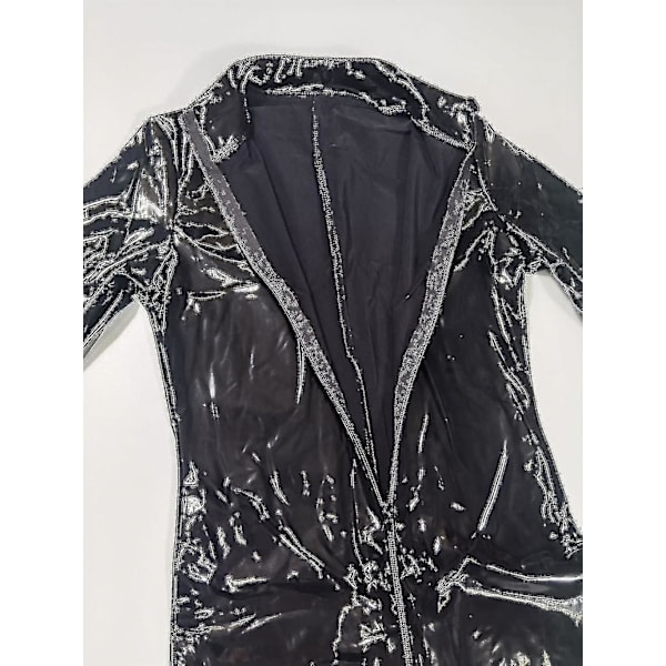 Seksikäs Lady Punainen Musta PVC Nahka Lateksi Catsuit Avoin Haarakiila Elastinen Wetlook Pu Alusasu Body Clubwear Haalari Eroottinen Jumpsuit Black 5XL