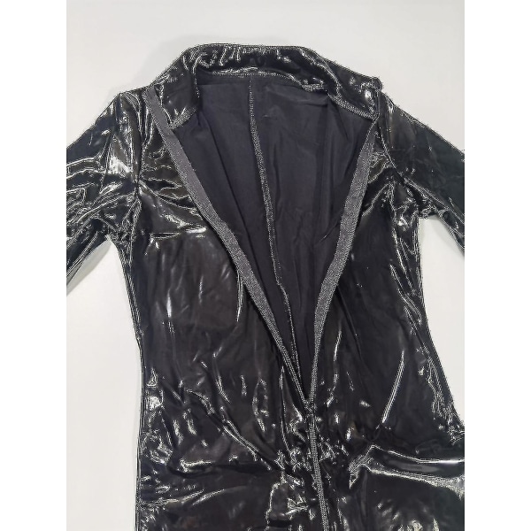 Sexy Lady Rød Svart Pvc Lær Latex Catsuit Åpen Skritt Elastisk Wetlook Pu Undertøy Bodysuit Clubwear Overalls Erotisk Jumpsuit Black 4XL
