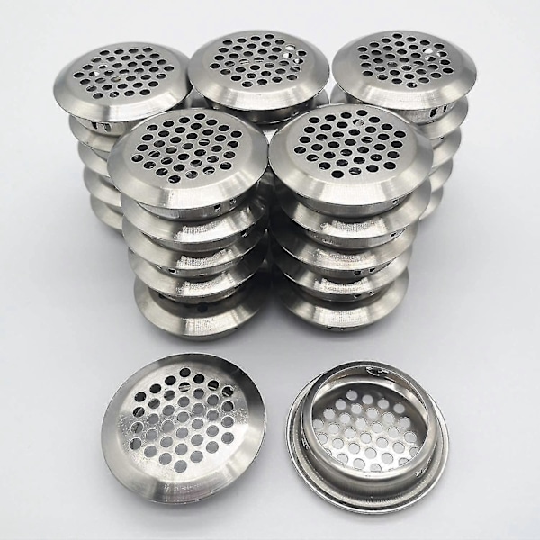 27 Stykker 35mm Ventilasjonsrist i Rustfritt Stål Rundt Mesh Pustende | for Kjøkkenmøbler Ventilasjon Munnstykke i Rustfritt Stål | for Skap Garderobeskap