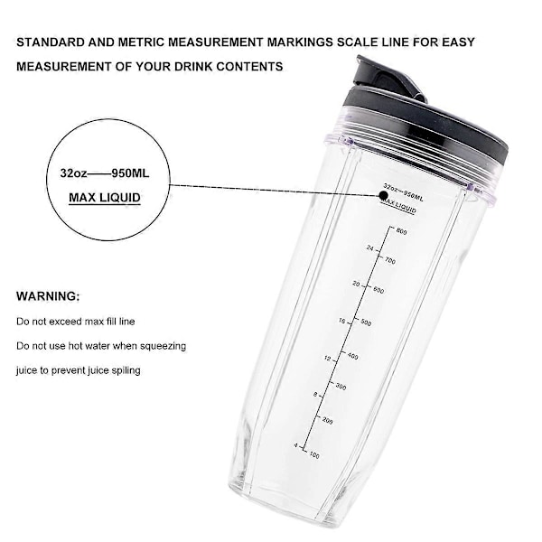 2-pack 946 ml Ersättningsmixerkanna med dricklock för BL450 BL454 BL456 BL480 BL482 BL640 BL642 BL682
