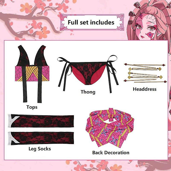 Anime Demon Slayer Cosplay Daki -asu - Vaatteet, Pääpanta, Täysi Asuste, Seksikäs Puku, Naisten Cosplay-asu, Comic Con Skirt set 35