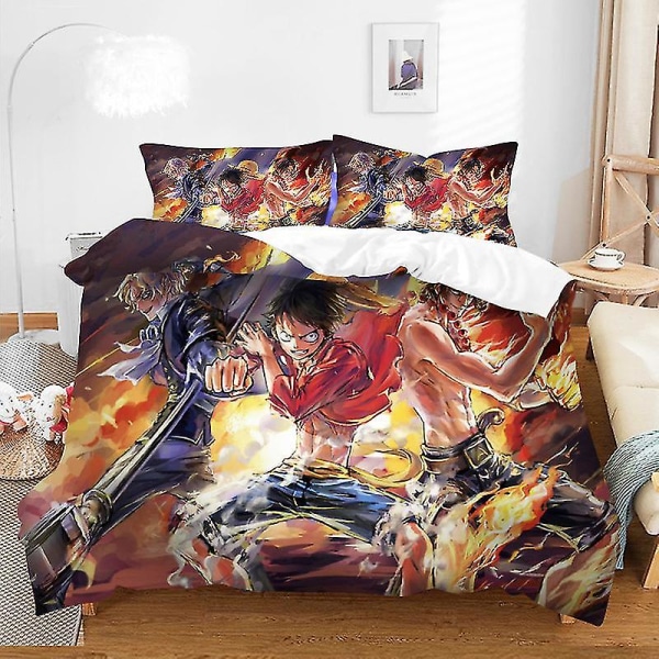 One Piece Luffy Sandblåst Dynetrekksett i tre deler Q A 240*220three-piecesuit