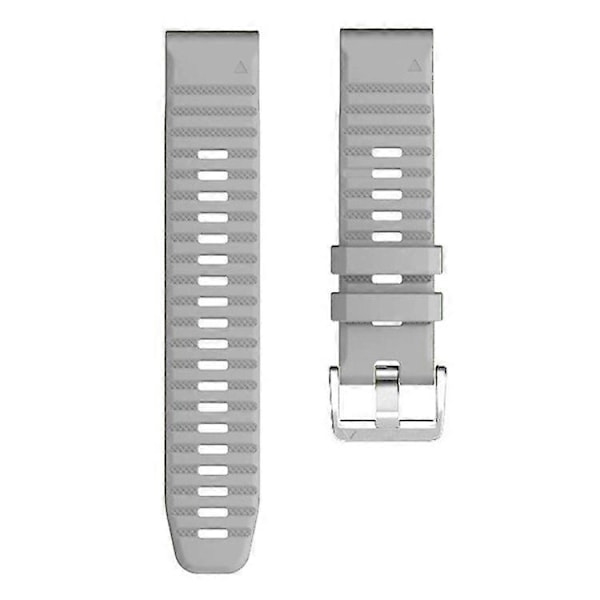 Yhteensopiva Garmin Tactix 7 Pro / Fenix 7X / Fenix 6X Pro 26mm kellon rannekkeen kanssa, silikoninen ranneke teräksisellä hopeasoljella Grey