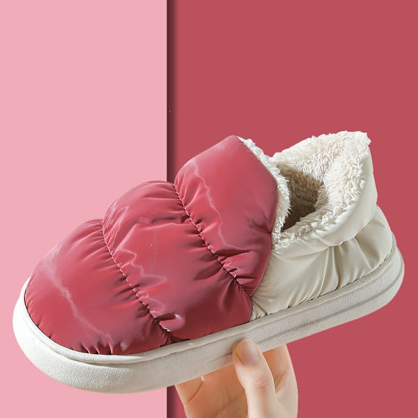 Talviset lämpimät pehmeät puuvillaiset mukavat sisäkengät liukumattomat paritossut Red 42-43(10-10.2inch)