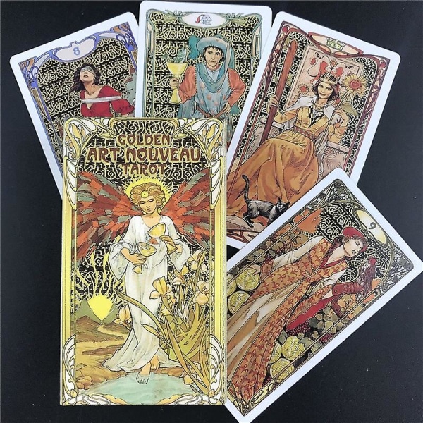 Gylden art nouveau tarot tarotkort brætspil kort engelsk spådom tarot ferie familie gave fest spillekort 78pcs tt15