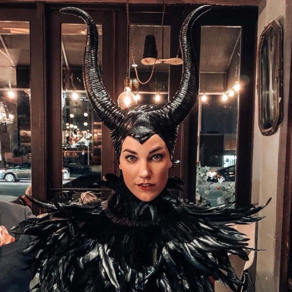 Black Queen Witch Demon Horns Hat Mask Cosplay Djur Headpiece Halloween Huvudbonad Dress Up Party Kostymer Rekvisita demon horn