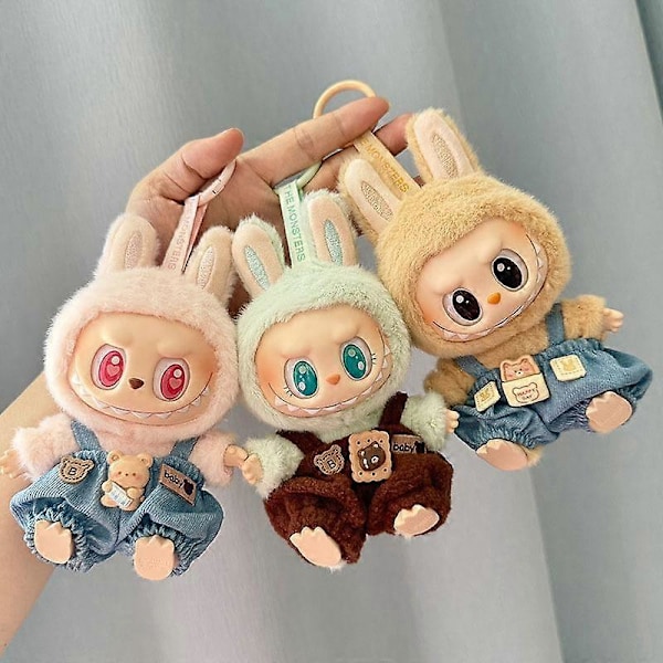 17cm Mini Plyschdockas Kläder Outfit Tillbehör För Korea Kpop Exo Labubu I II Idol Dockor Sittande Party Overaller Kläder Gåva 4