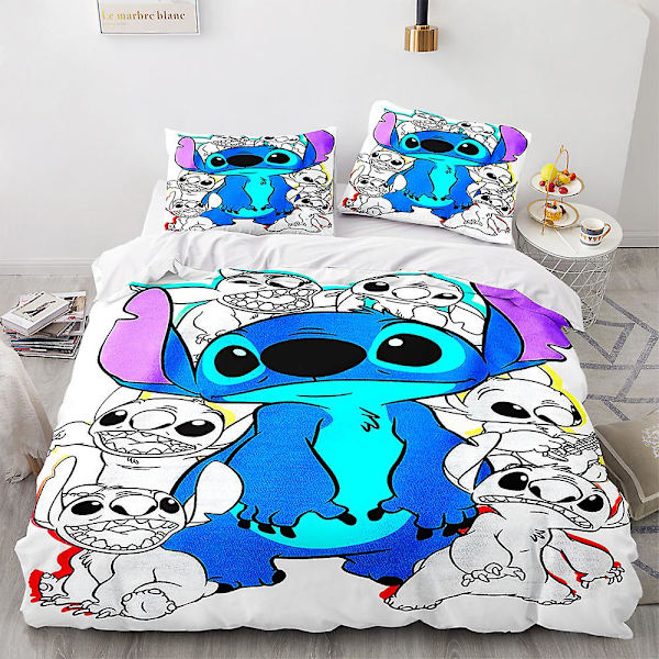 Stitch 3D-printet sengesett dynetrekk putetrekk barn gave farge 3 AU single 140x210cm