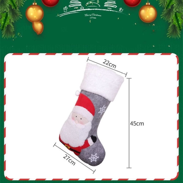 Julstrumpa presentpåse, säsongsinredning -strumpa presentpåse, för julgran, hem, trädgård och fönsterdekoration