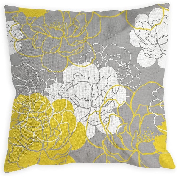 Blå kuddfodral 18x18 set med 4 grå dekorativa cover för soffa Moderna Daisy Case för vardagsrum Kudde Säng utomhus Marinblå Yellow