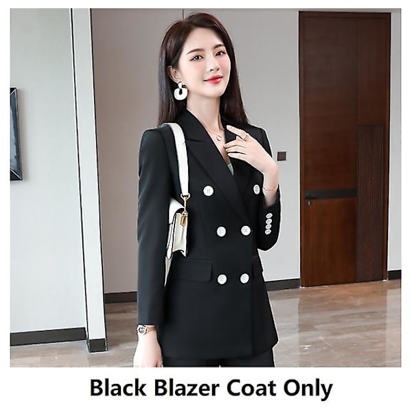 Långärmad Formell Professionell Dam Affärsdräkt Elegant Röd Höst Vinter Ol Stilar Dam Byxdress Dam Blazers Black Blazer Coat XXXL