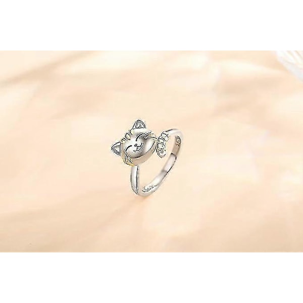 Sød Kat/Hund Spinner Ring 925 Sterling Sølv Dyr Kat/Hund Fidget Ring Mod Angst Til Kvinder Piger-FCY
