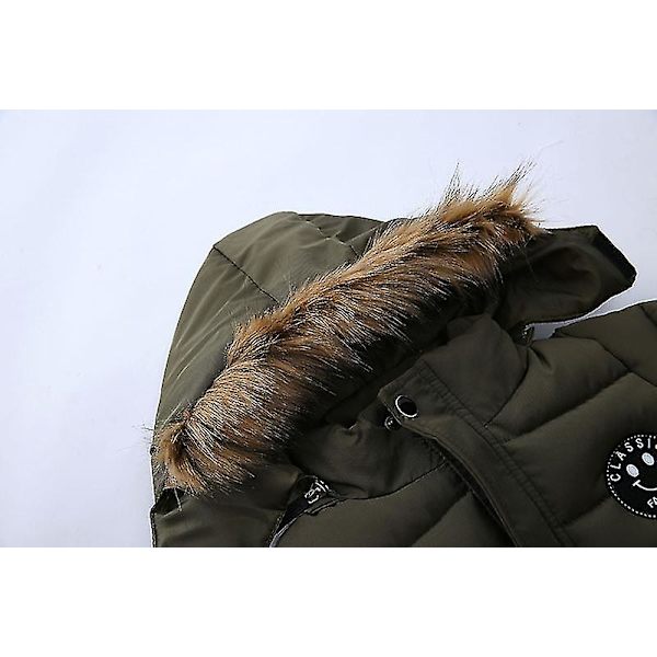 Hettejakke for barn Vinter Bomullsjakker Fuskepelskrage Overfrakker Blue 130cm