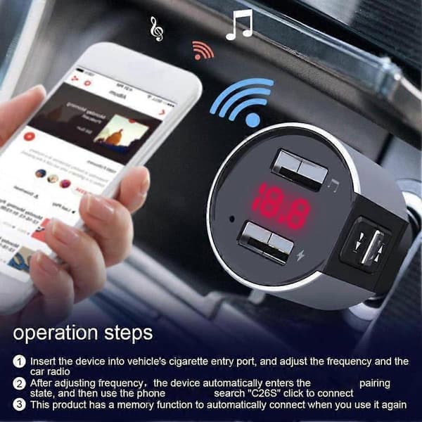 2USB Trådløs Bluetooth Bil FM-sender MP3-afspiller Oplader