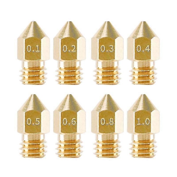 3D Printer Messing Dyser Kompatible Med De Fleste 3D Printere (6 stk., Guld)
