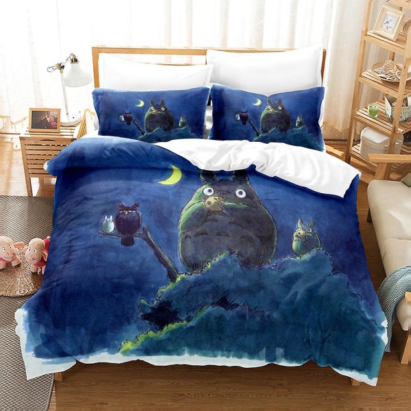 M23 Min Nabo Totoro 3D-printet Sengesett Dynetrekk Dynetrekk Putetrekk Barnegave AU QUEEN 210x210cm