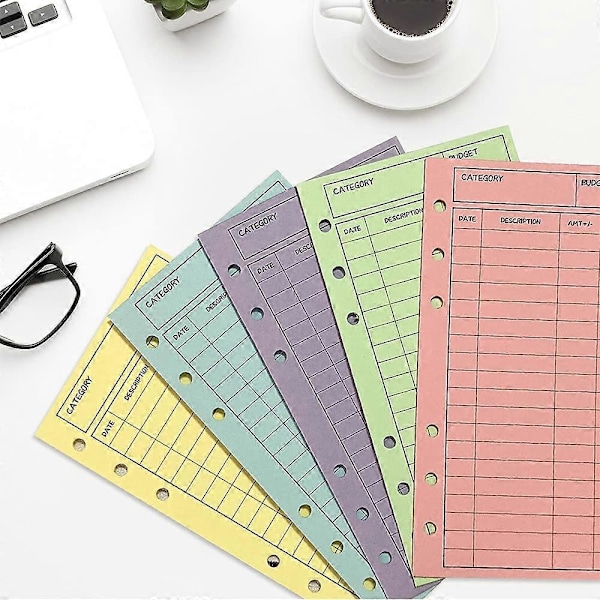 12 Färgers Budgetkuvert med Hål Thicker Cash Envelope System Sparpengar Organizer Kuvert