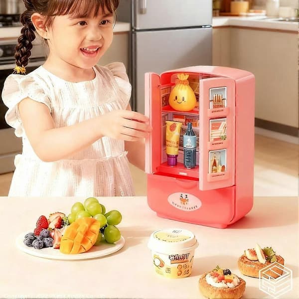 Simulated Refrigerator, Kitchen Toy, Fun Puzzle Toy Rosa