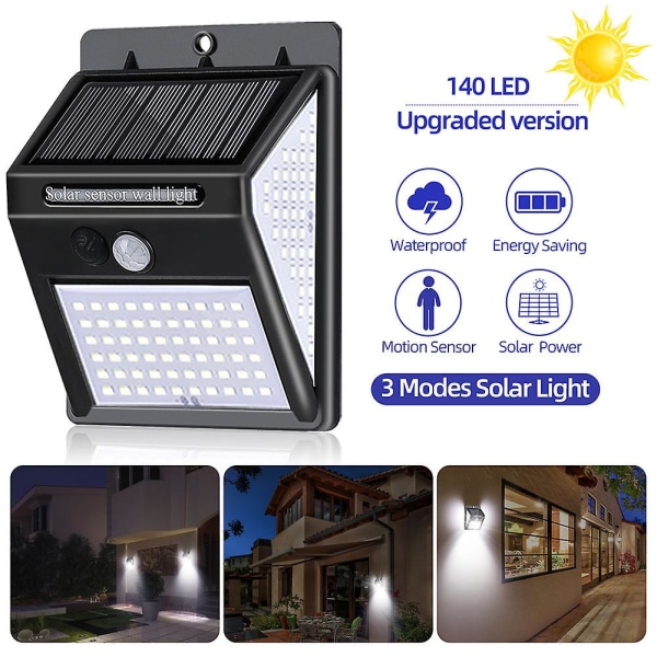 LED Solarlampor Rörelsesensor Trädgård Gård Vägglampa Säkerhet Utomhus Vägglampa