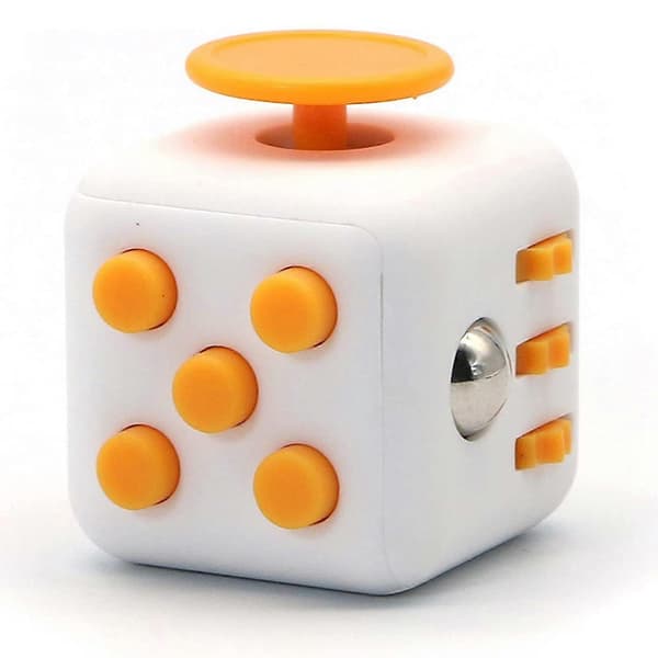 Fidget Cube Stress Angst Trykaflastende Legetøj Til Voksne Børn, Afslappende White yellow