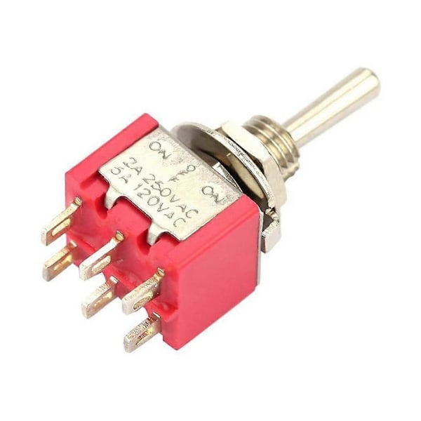 10 Stycken Växelströmbrytare PÅ-AV-PÅ 3-Positions Växelströmbrytare DPDT 6-Pin 6Mm 2A / 250VAC 5A / 120VA