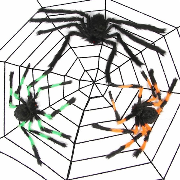 Spindelnät Halloween Spider Party Dekoration Rekvisita Spindelnät Hemligt Rum Knepig Simulering Plysch Spindel Only Black Spider 2.5M