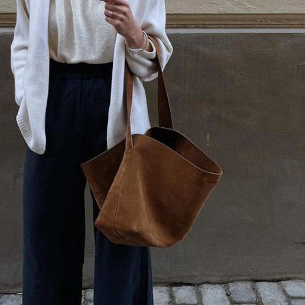 Bucket bag dam axelväska shopping stor kapacitet handväska mode casual multifunktionell crossbody väska dam brown